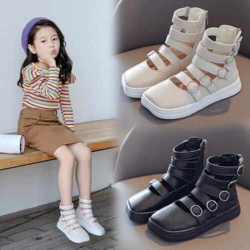 Children Leather Shoes Spring and Autumn New Korean Girls Princess Shoes Little / Medium Big Children High School Boots 23-36