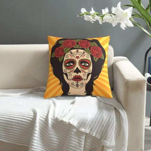 Mexican Skull,Rose Noose pillowcase printed cushion cover sofa waist pillow pillow cover