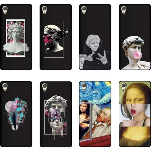 QAQsam Soft TPU Silicone For Sony Xperia X Performance Case Back Cover Cartoon Statue Abstract Art Painted Cases