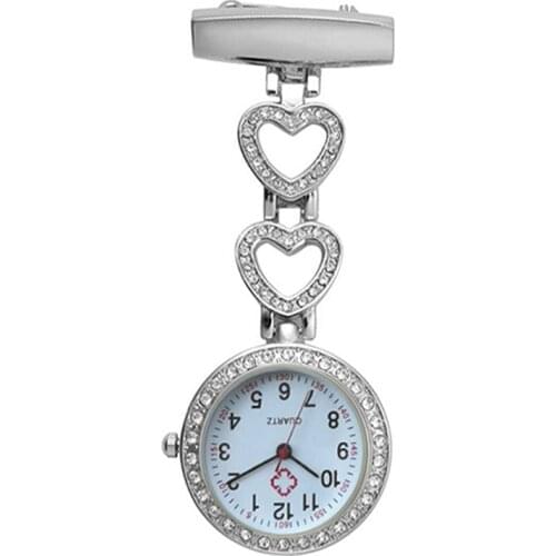New Fashion Women Pocket Watch Clip-on Heart/Five-pointed Star Pendant Hang Quartz Clock For Medical Doctor Nurse Watches SCI88