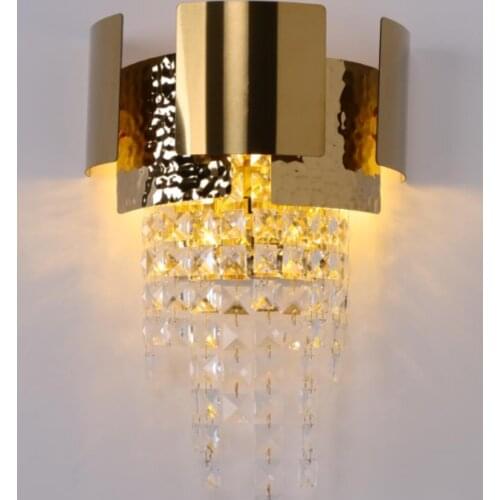 New Design Loft LED Parlor Wall light Hotel Hall Bedroom Wall Sconce Gold Clear Crystal Modern Villa Wall Lighting Surface Mount