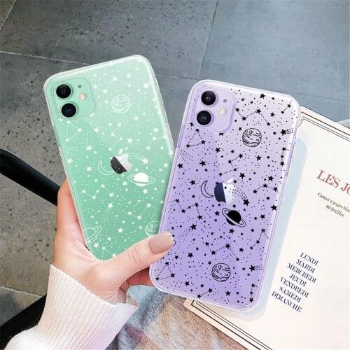 Ottwn Starry Sky Clear Phone Case For iPhone 11 11Pro Max X XR XS Max 7 8 Plus SE 2020 Stars Constellation Soft TPU Back Cover