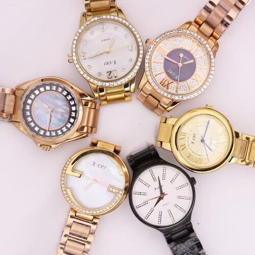 SALE!!! Discount X-cer Crystal Rhinestones Lady Mens Womens Watch Japan Mov't Hours Stainless Steel Bracelet Girls Gift