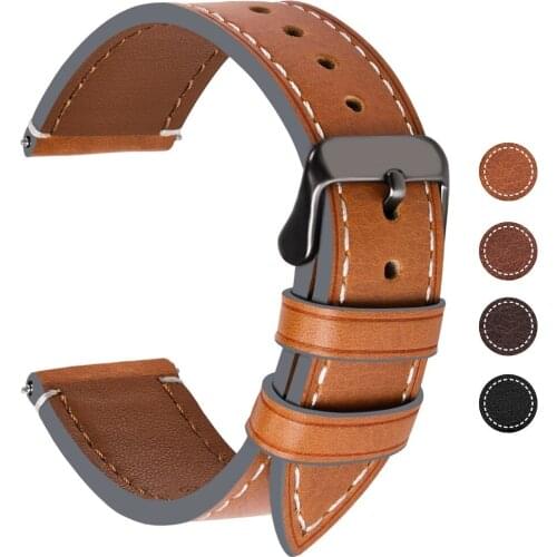 9 Color Genuine Watch Band for Smart Watch Band Fullmosa Watch Band Replacement Strap Wristband 18mm, 20mm, 22mm, 24mm Brown
