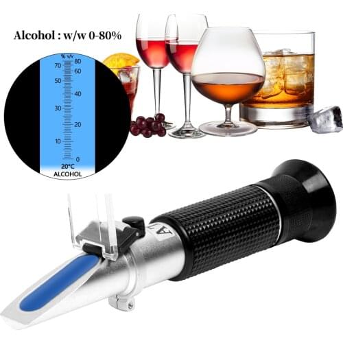 Handheld Alcohol 0-80% Beer Refractometer Spirits Tester Portable Alcoholometer Adjustable Manual ATC 39% off