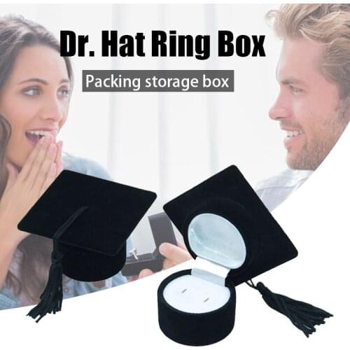 Doctor Hat Shaped Ring Box Organizer Jewelry Box Storage Case Ring Holder for Graduation Party H9