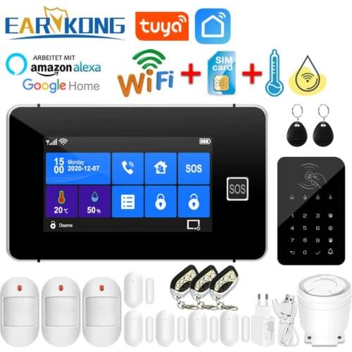 TuyaSmart Wifi GSM Alarm System Home Burglar Alarm Temperature Humidity Wireless Wired Touchpad Fingerprint Alexa Google Home