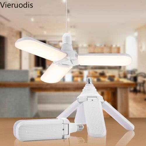 Folding LED Garage Light Fan Shape Ceiling Light 30-60W for Workshop Cafe Energy Saving Lamp 2/3/4/5 Blade Color/Warm Color