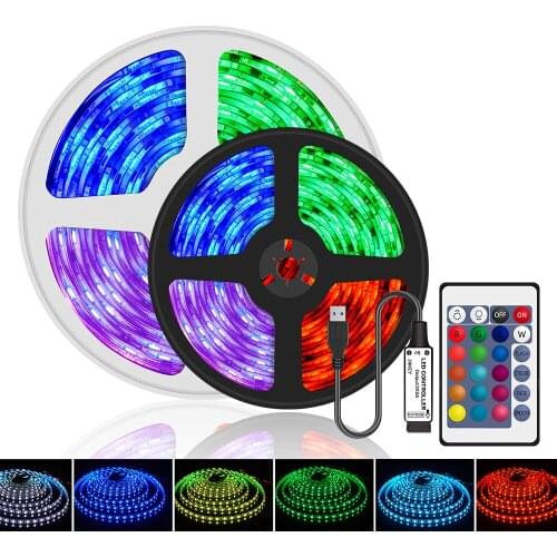 LED Light Strip TV Background Lighting Pixel Color Flexible Lamp Tape Diode DC5V USB 5050 SMD RGB 2M Waterproof Infrared Control