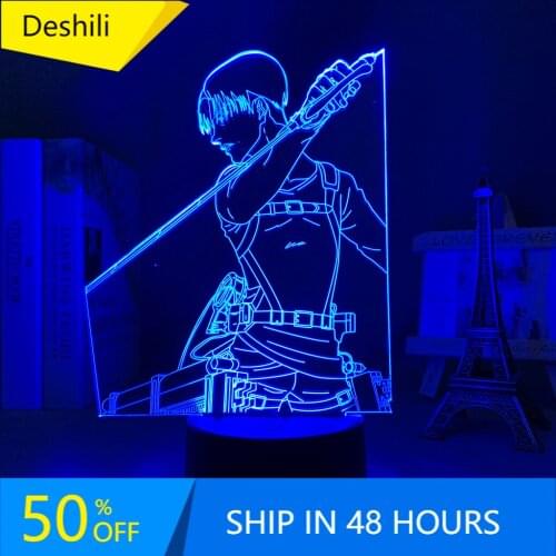 Attack on Titan Led Night Light for Kids Bedroom Decor Nightlight Birthday Gift Bedside Table 3d Lamp Anime Attack on Titan Levi