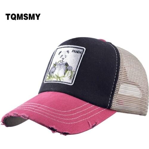 TQMSMY Summer Unisex Embroidery Panda Mesh Baseball Caps for Men Women Trucker Hat Snapback Hip Hop Hats Trucker Caps TMWL