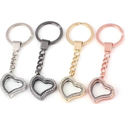 10pcs/lot New Arrive (Free Shipping) Memory Keychain Locket DIY Peach Heart Keyring Locket With Rhinestone