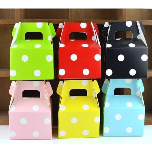 10pcs/lot Colorful Polka Dot Wedding Candy Boxes Creative Graduation Party Favor Small Gift Box Horn Carton Cake Candy Bag