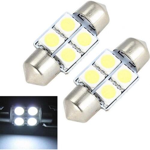 2Pcs 31mm 4SMD 5050 LED Car Interior Festoon Dome Light Bulbs Lamp White DC12V For Replacement Of Turn Signal Light Corner Light