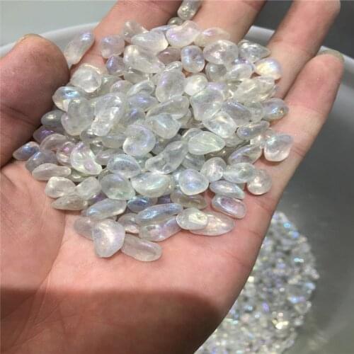 500 grams，new style natural electroplating white crystal stone gravel， electroplating crystal stone gravel fish tank decoration