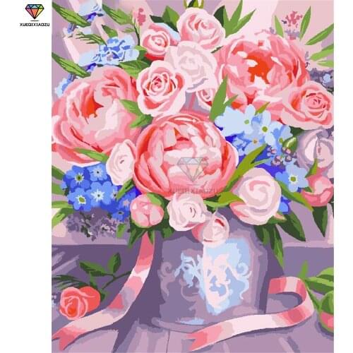 XUEQIXIAOZU Full Round Flower Diamond embroidery Diamond drawing 5D DIY Diamond setting Mosaic painting gift 2020 New
