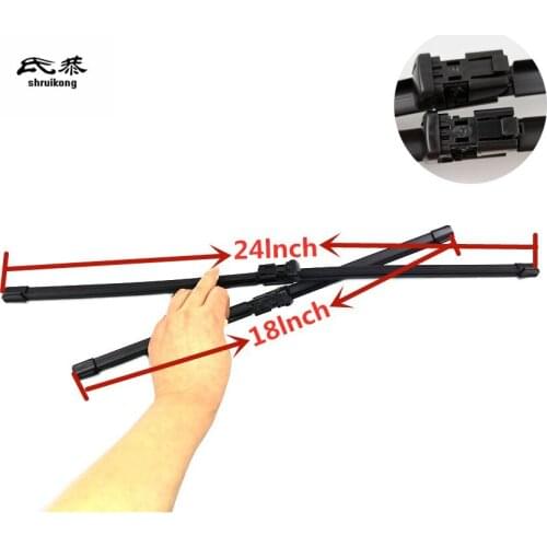 Car Wiper blades for 2010-2015 Volkswagen Touran MK2 1T3 24"+18" fit push button type wiper arms only, Not hook arms