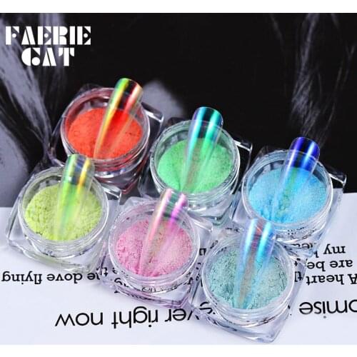 Aurora Ice Clear Nude Color Glitter Mirror Mermaid Pigment UV Gel Polish Magic Dust Holographic Fairy Powder Nail Art Decoration