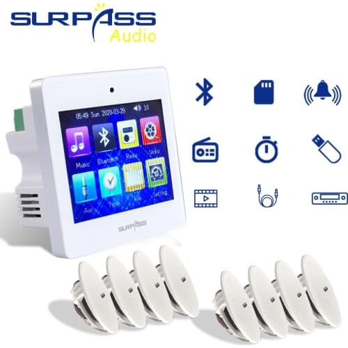 Bluetooth Home Background Music Digital Touch Screen Amplifier Stereo Audio System Player 6.5" Coxial Ceiling Speaker Music Kit