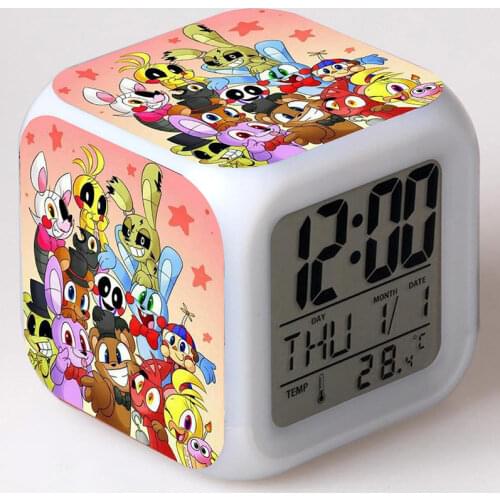 Colorful Touch Light FNAF Freddy Night Toys Freddy Bear Anime Figure Kids Juguetes LED Alarm Clock