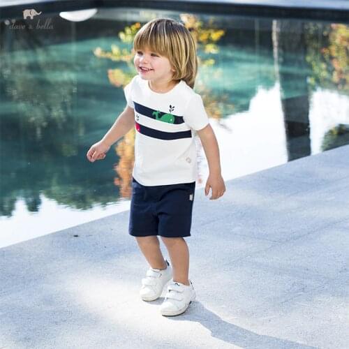 DB17295 dave bella baby boys summer casual cartoon print clothing sets kids boy fashion short sleeve sets children 2 pcs suit