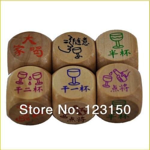 DC-022-25mm Wooden Dice, Drinking Dices, 6pcs/lot, 25mm Size, Free Shipping
