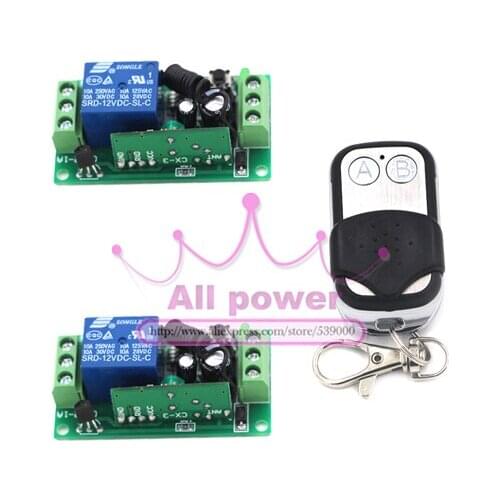 Home Automation 125-250V 1CH RF Gate Garage Door 2 Receivers and 1 Transmitter Wireless Remote Control Switch System