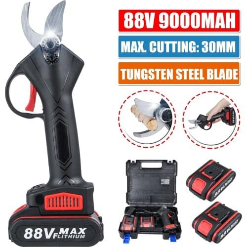 88V 30mm Cordless Pruner Battery Pruning Shear Efficient Fruit Tree Bonsai Scissors Electric Tree Branches Cutter Landscaping