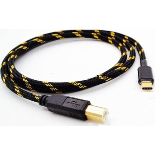 Hifi Single Crystal Copper Silver Plated USB Type C To B Audio Data Cable For DAC Mobile Cell Phone Tablet electronic organ