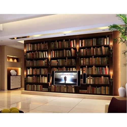Customized photo wallpaper 3d wall murals wallpaper bookcase bookshelf setting wall murals books wall papers for living room