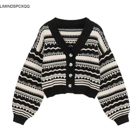 Cardigan Sweater Womens Autumn Winter Casual Vintage V Neck Cardigans Button Long Sleeve Loose Female Knitted Sweaters Top