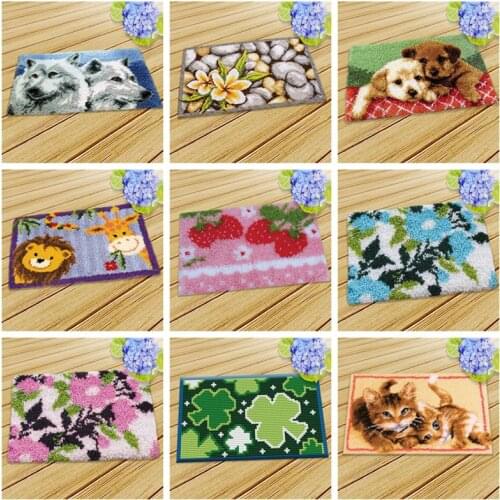 Latch Hook Cushion Animals Carpet Embroidery Needlework Crocheting Hook Rug Kies Accessories Latch Hook Rug Kit Cross Stitch DIY