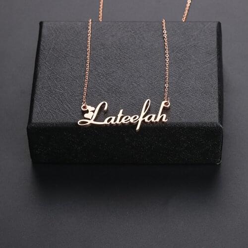 Lateefah New Arrival High Quality Stainless Steel Custom Name Simple Chain Necklace Women Valentines Jewelry Accessories