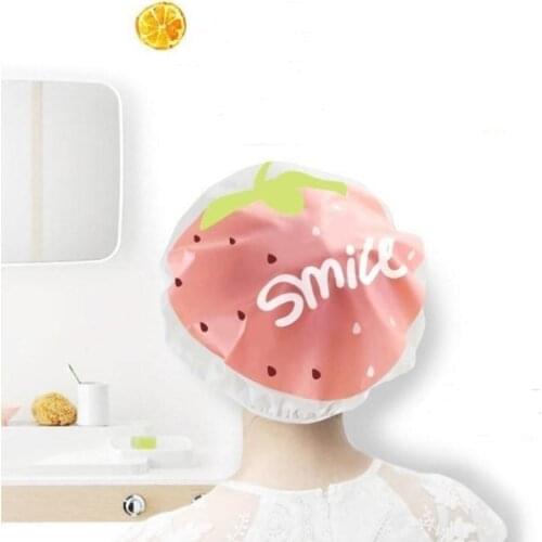 Lovely Cute Fruit Shower Cap Strawberry Watermelon Pattern Waterproof Shower Bath Cap Saunas Spa Hats for Women Girls SN3486