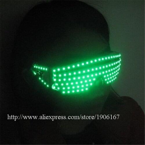 Fashion Green Led Luminous Party Glasses Led Flashing Halloween Glasses DJ Club Dancer Singer Stage Eyewear