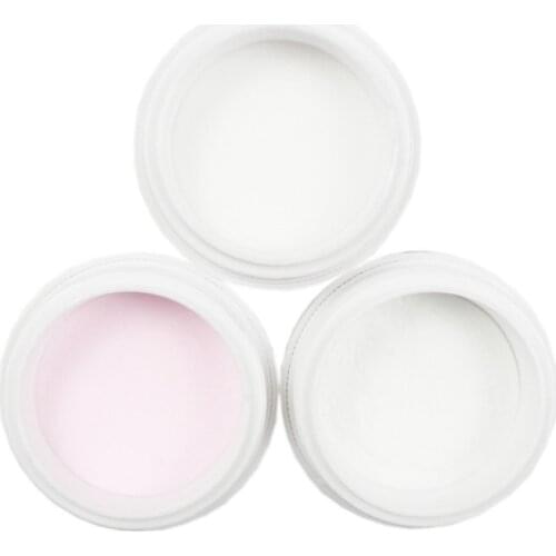 Set of 3 Colors Crystal Acrylic Powder Carving Nail Polymer Tip Extension French Pink White Clear Adhesive Rhinestone Nail Art