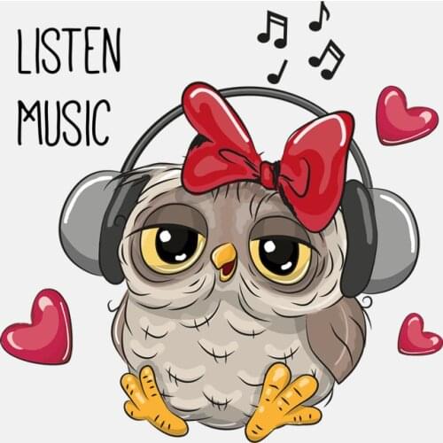 Dawasaru Owl Listening To Music Car Sticker Cover Scratch Decal Laptop Motorcycle Auto Decoration Accessories PVC,15cm*15cm