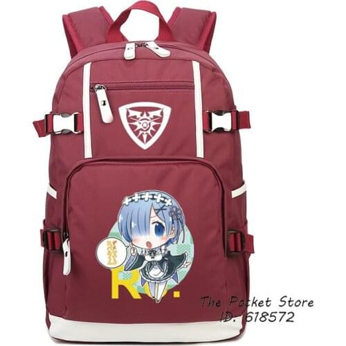 New Anime Re:Life In A Different World From Zero Kawaii Pack Rem Ram Cosplay Printing Backpack Laptop Backpack Women Bagpack