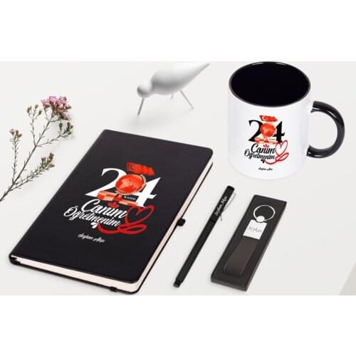 Personalized Monsieur Lazhar Themed Black Notebook Pen Keychain Mug Set-2
