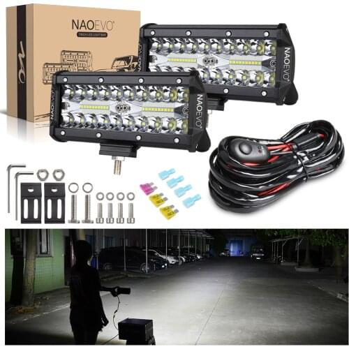 NAOEVO 7 Inch 12V 24V LED Bar Off Road 4x4 Running Light 240W Fog Lamp Spot Flood Beam for Niva Truck ATV Lighting Accessories