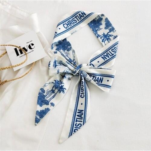 Fashion Womens Silk Hair Scarf Bandanas Lady Hair Ribbon Bag Skinny Scarves Design Wrist Towel Foulard Headband for Ladies