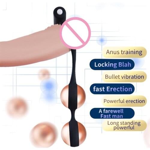 Sex Toys Vibrating Penis Ring Lasting Enhance Penis Weight Strength Training Balls Male Glans Penis Exercise Penis Dumbbell Vibe