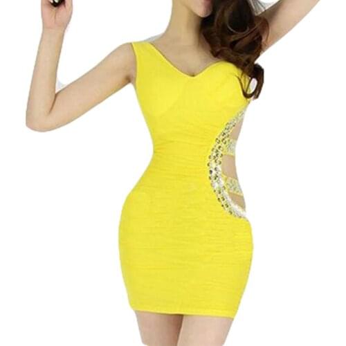 Hot Sexy Women Waist Hollow Out With Diamond Night Club Tight Dress Off-Should Strapless Vestidos Elegant Elbise Dresses FC87