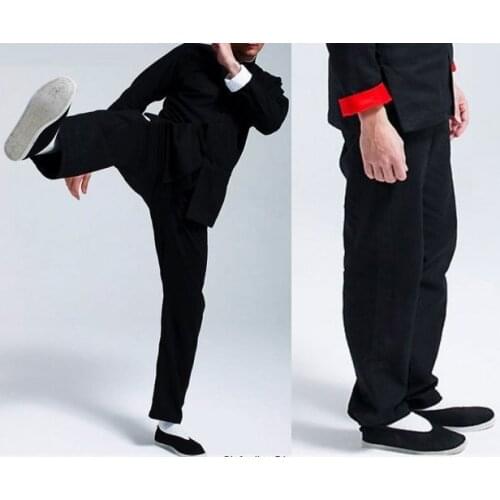 Kung Fu Sports Pants Cotton Bruce Lee Tai Chi Wing Chun Chinese Traditional Martial Arts Outdoor Breathable Loose Trousers