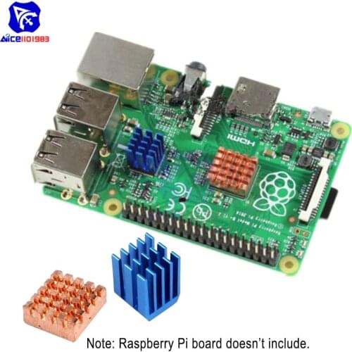 Diymore 2PCS/Set Ultra Slim Ultra Light Aluminum and Copper Heat Sink CPU Cooling Heat Sink for Raspberry Pi 2/3