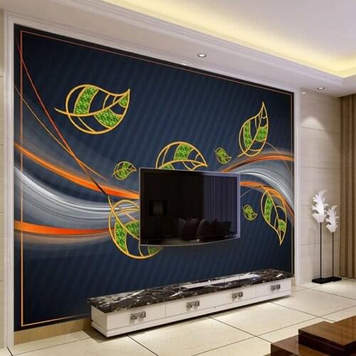 Light Luxury Plant Leaves Wavy Lines Mural 3D Wallpaper Living Room TV Sofa Background Wall Cloth Home Decor Papel De Parede 3D