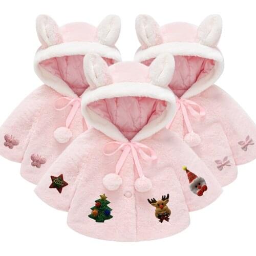 Keeping Warm Plush Lovely Hooded Jacket For Baby Girls Ball Decoration Winter Coat Birthday Present Children Outerwear