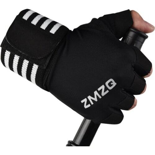 Outdoor Summer Fitness Sports Ice Silk Wrist Half-Finger Gloves Thin Men Women Non-Slip Anti-Vibration Exercise Protective Glove
