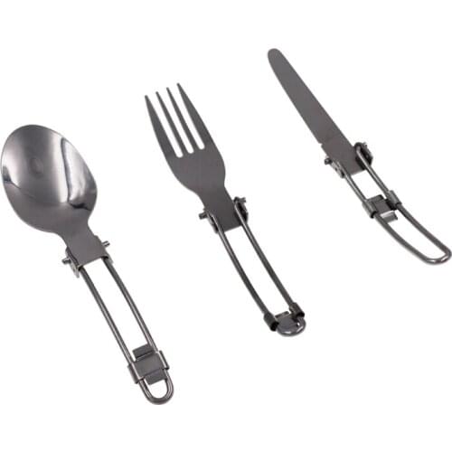 Spork fork Picnic camp cutlery tableware flatware long cookware spoon utensil backpack fold knife set combo stainless steel