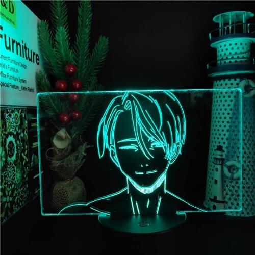Yuri on Ice Victor Nikiforov Led Night Light Bedroom Decor Colorful Nightlight Anime 3d Lamp Illusion Lampara Kids Birthday Gift